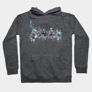 New York Watercolor Skyline Hoodie